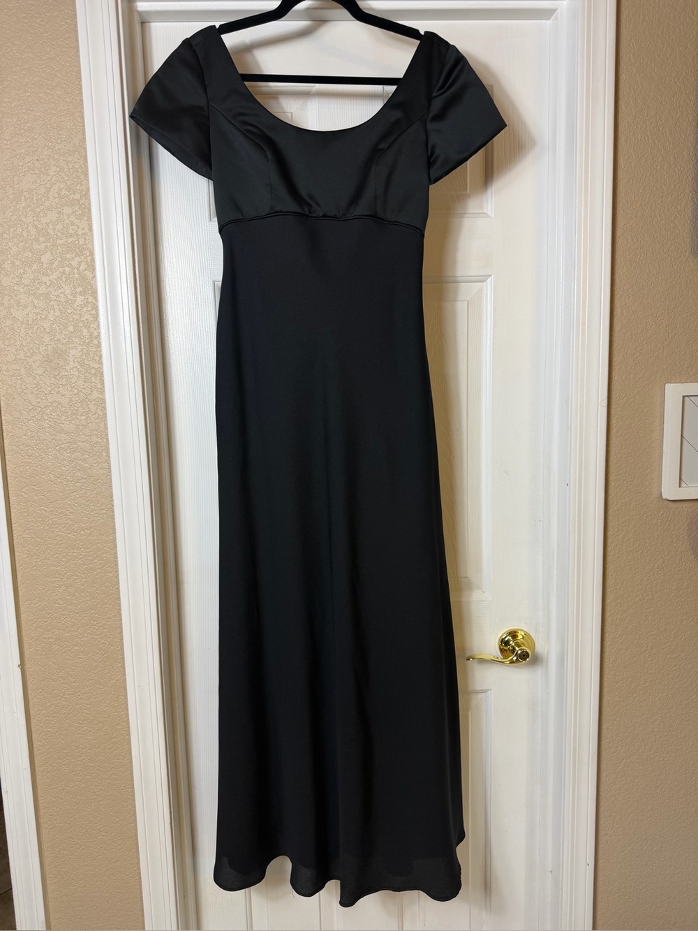 After Six Black Satin Bodice Formal Maxi Dress Size 8 Vintage Made in USA